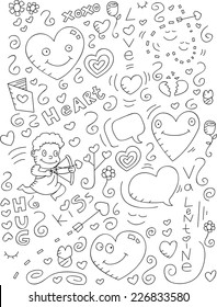 A cartoon doodle with a love theme.