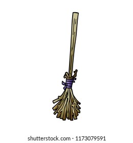 cartoon doodle magic broom
