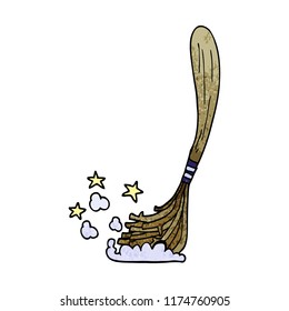 cartoon doodle magic broom