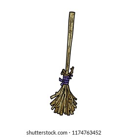 cartoon doodle magic broom