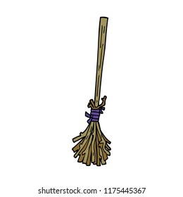 cartoon doodle magic broom