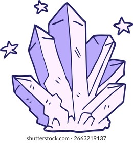 cartoon doodle magic crystal in bright neon color