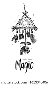 Cartoon doodle magic hand drawn set. Art isolated. Ink style boho chic sticker, patch, flash tattoo or print design vector illustration