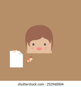cartoon doodle man rectangle of business, vector illustration