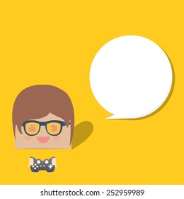 cartoon doodle man rectangle play games bubble, vector illustration