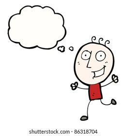 cartoon doodle man running joyfully