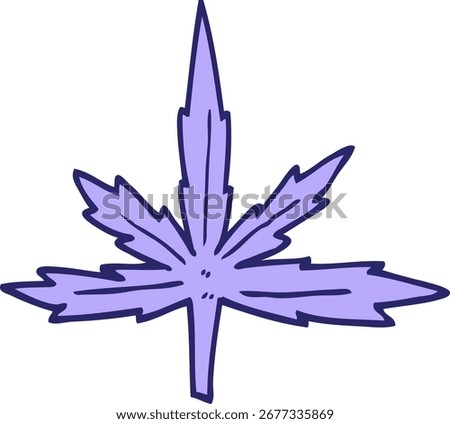 cartoon doodle marijuana leaf in bright neon color