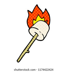 cartoon doodle marshmallow on stick
