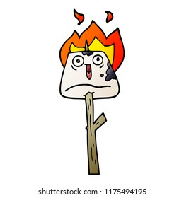 cartoon doodle marshmallow on stick