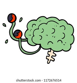 cartoon doodle monster brain