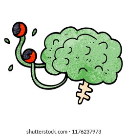 cartoon doodle monster brain