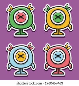 cartoon doodle monster sticker set design