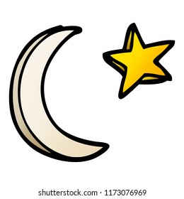 cartoon doodle moon and star shape