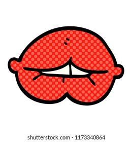cartoon doodle mouth biting lower lip