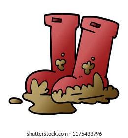 cartoon doodle muddy boots