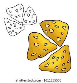 Cartoon doodle nachos. Design element. Vector illustration isolated on a white background.