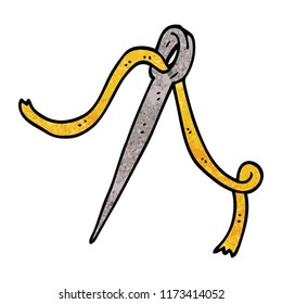 aguja de doodle de dibujos animados e hilo de discusión
