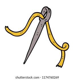 cartoon doodle needle and thread