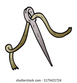 aguja de doodle de dibujos animados e hilo de discusión