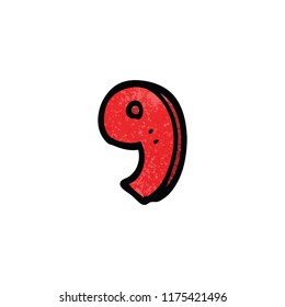 cartoon doodle number 9