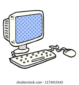 computadora de oficina de dibujos animados