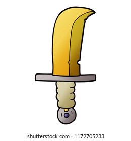 cartoon doodle of an old bronze sword