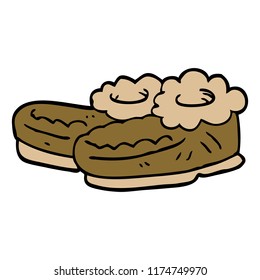 cartoon doodle old slippers