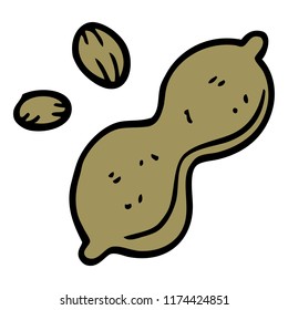 cacahuete y cáscara de doodle de dibujos animados