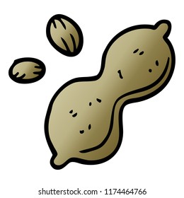 cacahuete y cáscara de doodle de dibujos animados