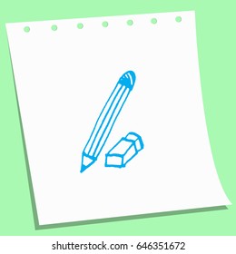 cartoon doodle pencil and eraser sketch vector illustration