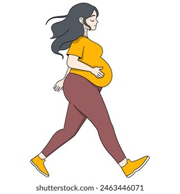 cartoon doodle of people exercising, pregnant women to be doing cardio to prepare themselves before birth