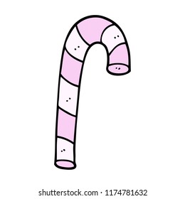 cartoon doodle pink candy cane