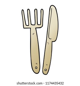 cartoon doodle plastic knife and fork