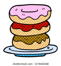 cartoon doodle plate of donuts