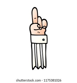 doodle de dibujos animados apuntando a la mano