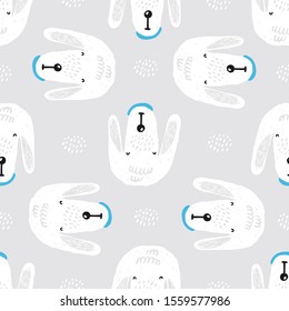 Cartoon doodle poodles seamless pattern. Perfect for kids apparel, fabric, textile, nursery decoration, wrapping paper.