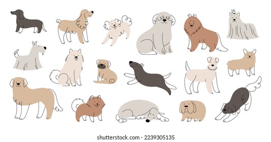 Cartoon doodle pretty dogs