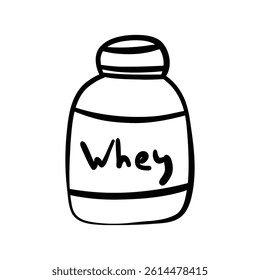 cartoon doodle of the protein bottle