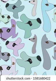 cartoon doodle puppy dog seamless vector hand drawn pattern.white background. for printing on fabric, gift paper, design of a children's room. Background for fabric, textile design, wrapping paper