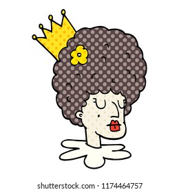 cartoon doodle queen in makeup and huge wig