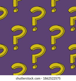 Cartoon doodle Frage markieren nahtloses Muster. Unterschreiben Sie den Hintergrund.  Retro-Symbol. Vektorgrafik.