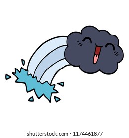 cartoon doodle rainbow rain cloud