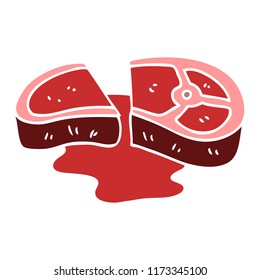 Cartoon Doodle Seltenes Steak