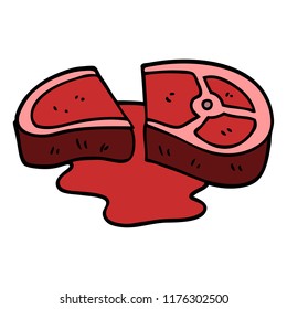 cartoon doodle rare steak