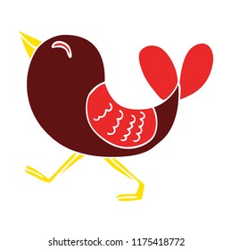 cartoon doodle red bird