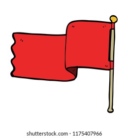 bandera roja del doodle de dibujos animados