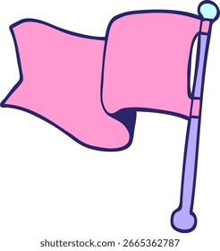 Bandera roja del doodle de la historieta en color de neón brillante