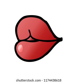 cartoon doodle red lips