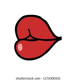 cartoon doodle red lips