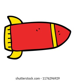 cohete rojo doodle de dibujos animados